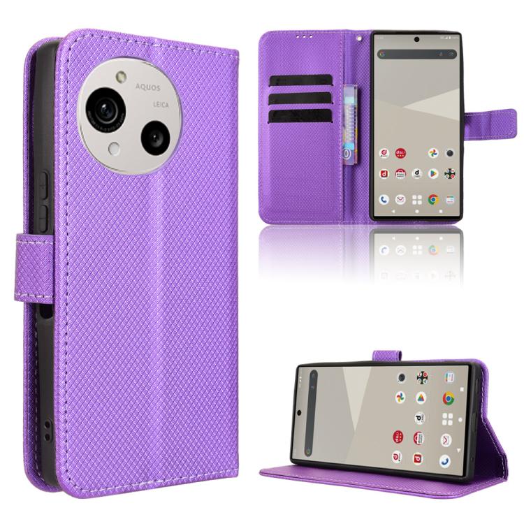 Custodia per telefono in pelle con trama a diamante, For Sharp Aquos R11, For Sharp Aquos Sense10, For Sharp Aquos R10, For Sharp Aquos wish5