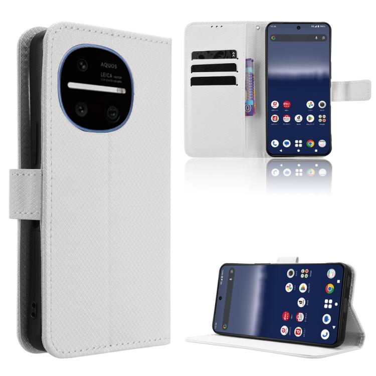 Custodia per telefono in pelle con trama a diamante, For Sharp Aquos R11, For Sharp Aquos Sense10, For Sharp Aquos R10, For Sharp Aquos wish5