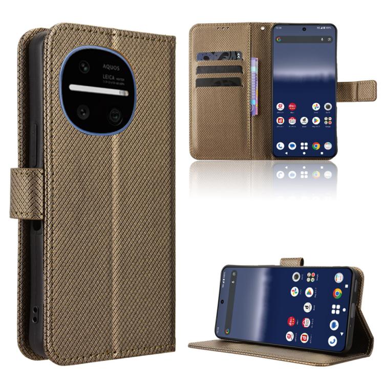 Custodia per telefono in pelle con trama a diamante, For Sharp Aquos R11, For Sharp Aquos Sense10, For Sharp Aquos R10, For Sharp Aquos wish5