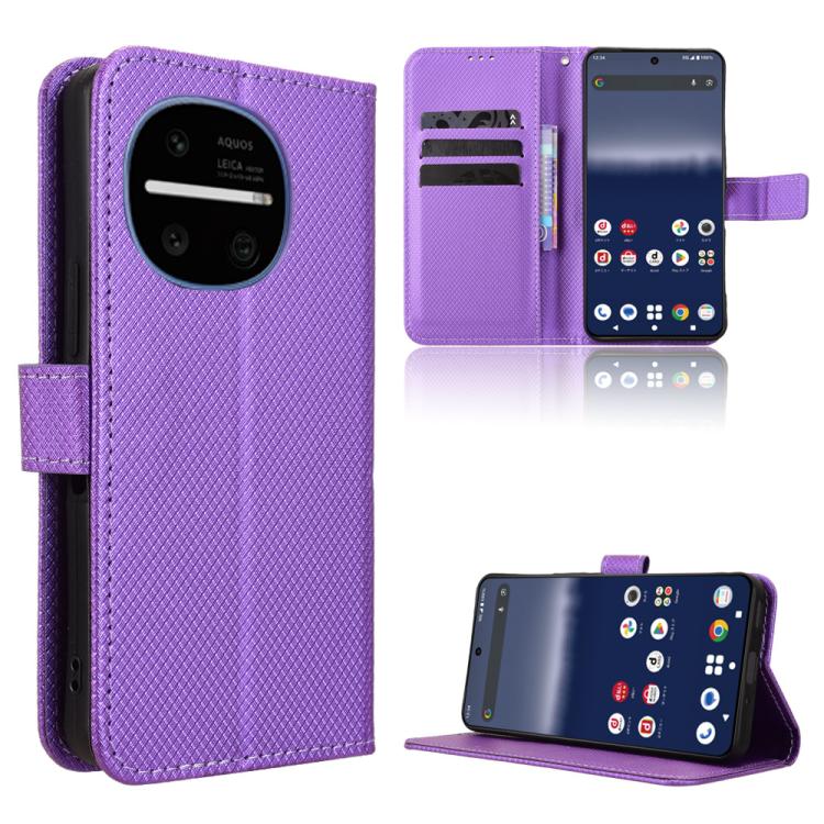 Custodia per telefono in pelle con trama a diamante, For Sharp Aquos R11, For Sharp Aquos Sense10, For Sharp Aquos R10, For Sharp Aquos wish5