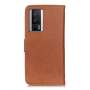 KHAZNEH Custodia per telefono in pelle a conchiglia orizzontale con trama in pelle bovina, For Xiaomi Poco F5 Pro/Redmi K60/K60 Pro