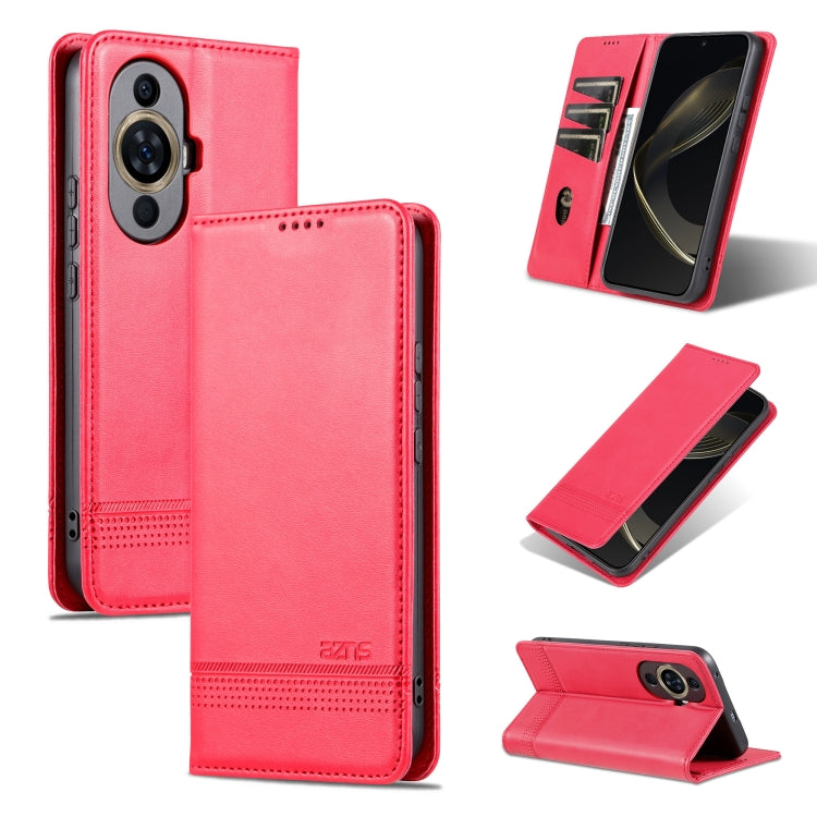 AZNS Custodia per telefono in pelle a conchiglia con struttura in vitello magnetico, For Huawei Nova 11 Pro, For Huawei Nova 11