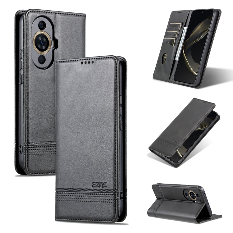 AZNS Custodia per telefono in pelle a conchiglia con struttura in vitello magnetico, For Huawei Nova 11 Pro, For Huawei Nova 11