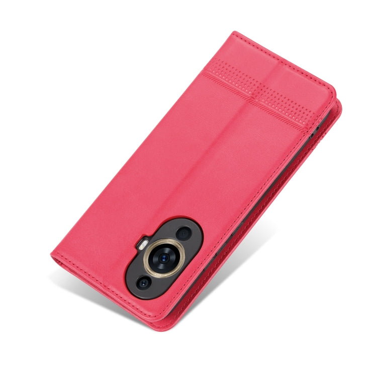 AZNS Custodia per telefono in pelle a conchiglia con struttura in vitello magnetico, For Huawei Nova 11 Pro, For Huawei Nova 11