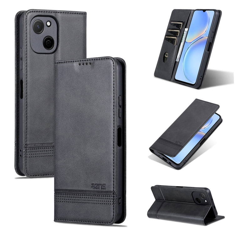 AZNS Custodia per telefono in pelle a conchiglia con struttura in vitello magnetico, For Huawei nova 12 Pro, For Huawei nova 12, For Huawei Maimang A20, For Huawei Mate 60
