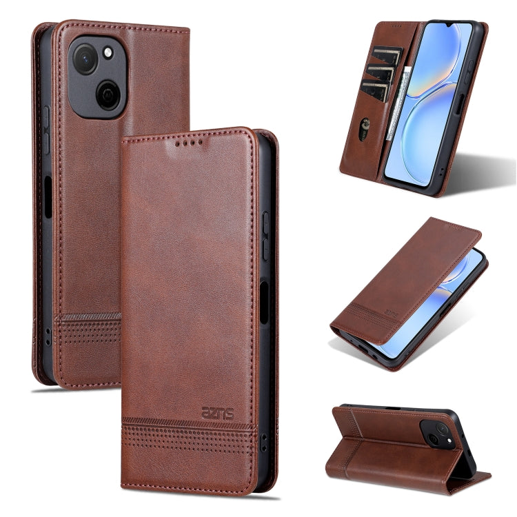 AZNS Custodia per telefono in pelle a conchiglia con struttura in vitello magnetico, For Huawei nova 12 Pro, For Huawei nova 12, For Huawei Maimang A20, For Huawei Mate 60