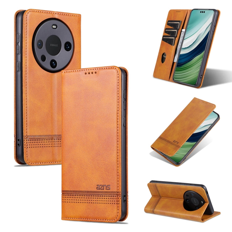 AZNS Custodia per telefono in pelle a conchiglia con struttura in vitello magnetico, For Huawei nova 12 Pro, For Huawei nova 12, For Huawei Maimang A20, For Huawei Mate 60