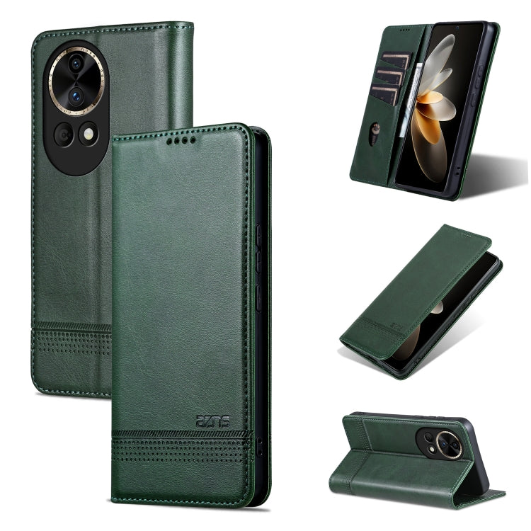 AZNS Custodia per telefono in pelle a conchiglia con struttura in vitello magnetico, For Huawei nova 12 Pro, For Huawei nova 12, For Huawei Maimang A20, For Huawei Mate 60