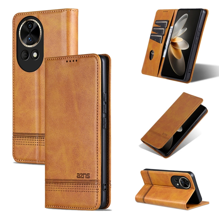 AZNS Custodia per telefono in pelle a conchiglia con struttura in vitello magnetico, For Huawei nova 12 Pro, For Huawei nova 12, For Huawei Maimang A20, For Huawei Mate 60