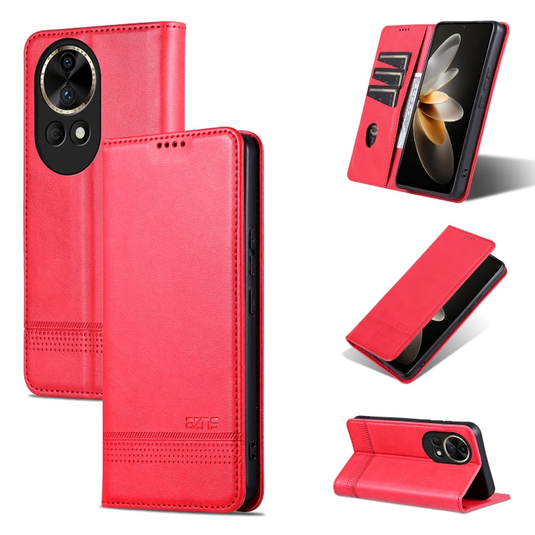 AZNS Custodia per telefono in pelle a conchiglia con struttura in vitello magnetico, For Huawei nova 12 Pro, For Huawei nova 12, For Huawei Maimang A20, For Huawei Mate 60