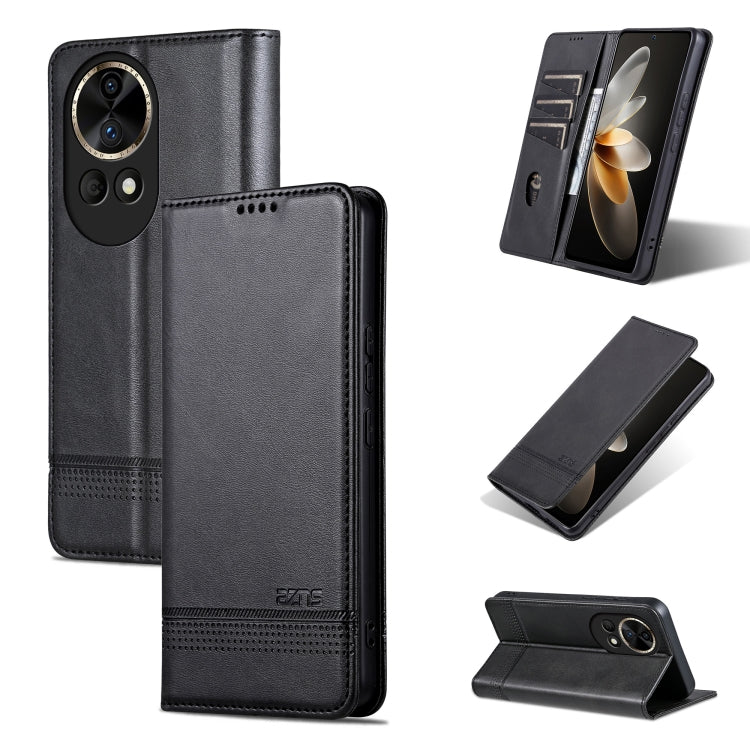 AZNS Custodia per telefono in pelle a conchiglia con struttura in vitello magnetico, For Huawei nova 12 Pro, For Huawei nova 12, For Huawei Maimang A20, For Huawei Mate 60