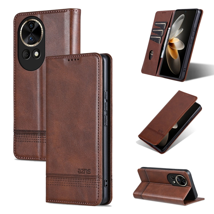 AZNS Custodia per telefono in pelle a conchiglia con struttura in vitello magnetico, For Huawei nova 12 Pro, For Huawei nova 12, For Huawei Maimang A20, For Huawei Mate 60
