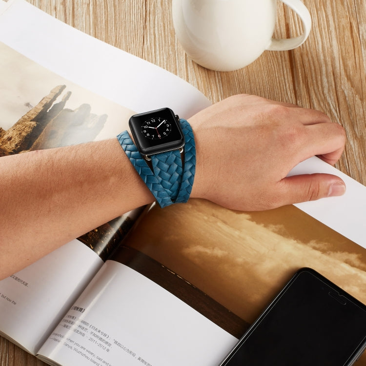 Cinturino con corona goffrata in pelle pieno fiore, For Apple Watch Series 5 & 4 40mm / 3& 2 & 1 38mm, For Apple Watch Series 8&7 45mm / SE 2&6&SE&5&4 44mm / 3&2&1 42mm, For Apple Watch Series 7 45mm / 6 & SE & 5 & 4 44mm / 3 & 2 & 1 42mm