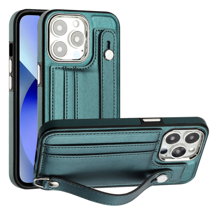 Custodia per telefono in pelle antiurto con cinturino da polso, For iPhone 13, For iPhone 13 Pro, For iPhone 13 Pro Max, For iPhone 12 / 12 Pro