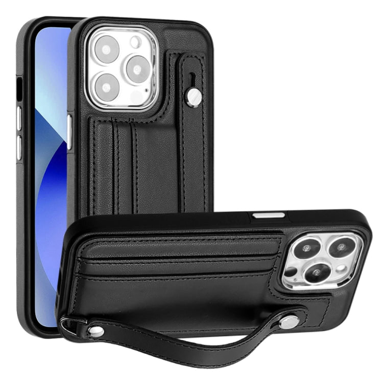 Custodia per telefono in pelle antiurto con cinturino da polso, For iPhone 13, For iPhone 13 Pro, For iPhone 13 Pro Max, For iPhone 12 / 12 Pro