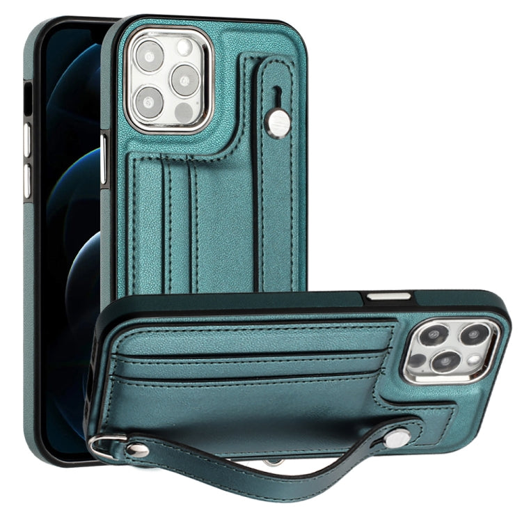 Custodia per telefono in pelle antiurto con cinturino da polso, For iPhone 13, For iPhone 13 Pro, For iPhone 13 Pro Max, For iPhone 12 / 12 Pro