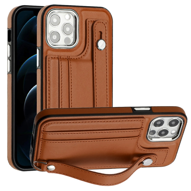 Custodia per telefono in pelle antiurto con cinturino da polso, For iPhone 13, For iPhone 13 Pro, For iPhone 13 Pro Max, For iPhone 12 / 12 Pro