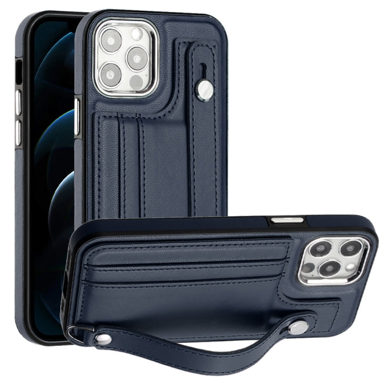 Custodia per telefono in pelle antiurto con cinturino da polso, For iPhone 13, For iPhone 13 Pro, For iPhone 13 Pro Max, For iPhone 12 / 12 Pro