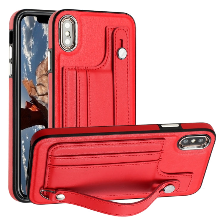 Custodia per telefono in pelle antiurto con cinturino da polso, For iPhone XS Max, For iPhone XR, For iPhone X / XS, For iPhone SE 2022/SE 2020/6/7/8
