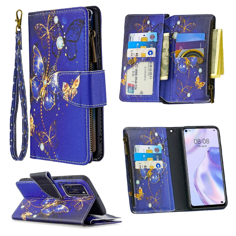 Custodia portafoglio in pelle con cerniera per Huawei P40 Pro