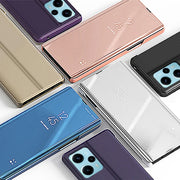 Custodia per telefono in pelle flip con cavalletto placcato a specchio, For Xiaomi Poco F5, For Xiaomi Poco F5 Pro