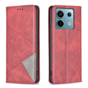 Custodia per telefono in pelle magnetica con trama a rombo, For Xiaomi Poco M6 4G / Redmi 13 4G, For Xiaomi Redmi Note 13 Pro 4G Global, For Xiaomi Poco M6 Pro 4G, For Xiaomi Redmi A3
