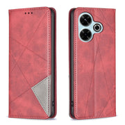 Custodia per telefono in pelle magnetica con trama a rombo, For Xiaomi Poco M6 4G / Redmi 13 4G, For Xiaomi Redmi Note 13 Pro 4G Global, For Xiaomi Poco M6 Pro 4G, For Xiaomi Redmi A3