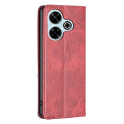 Custodia per telefono in pelle magnetica con trama a rombo, For Xiaomi Poco M6 4G / Redmi 13 4G, For Xiaomi Redmi Note 13 Pro 4G Global, For Xiaomi Poco M6 Pro 4G, For Xiaomi Redmi A3