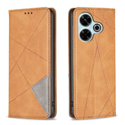 Custodia per telefono in pelle magnetica con trama a rombo, For Xiaomi Poco M6 4G / Redmi 13 4G, For Xiaomi Redmi Note 13 Pro 4G Global, For Xiaomi Poco M6 Pro 4G, For Xiaomi Redmi A3