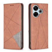 Custodia per telefono in pelle magnetica con trama a rombo, For Xiaomi Poco M6 4G / Redmi 13 4G, For Xiaomi Redmi Note 13 Pro 4G Global, For Xiaomi Poco M6 Pro 4G, For Xiaomi Redmi A3