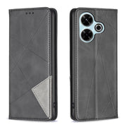 Custodia per telefono in pelle magnetica con trama a rombo, For Xiaomi Poco M6 4G / Redmi 13 4G, For Xiaomi Redmi Note 13 Pro 4G Global, For Xiaomi Poco M6 Pro 4G, For Xiaomi Redmi A3