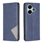 Custodia per telefono in pelle magnetica con trama a rombo, For Xiaomi Poco M6 4G / Redmi 13 4G, For Xiaomi Redmi Note 13 Pro 4G Global, For Xiaomi Poco M6 Pro 4G, For Xiaomi Redmi A3