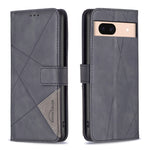 Custodia per telefono in pelle con struttura a rombo con fibbia magnetica, For Google Pixel 9, For Google Pixel 8a, For Google Pixel 8 Pro, For Google Pixel 8