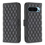 Custodia per telefono a conchiglia in pelle con portafoglio Diamond Lattice, For Google Pixel 11 / 11 Pro, For Google Pixel 9 Pro, For Google Pixel 9, For Google Pixel 8a