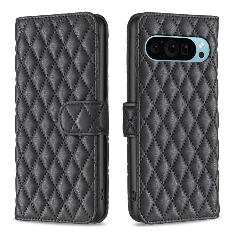 Custodia per telefono a conchiglia in pelle con portafoglio Diamond Lattice, For Google Pixel 11 / 11 Pro, For Google Pixel 9 Pro, For Google Pixel 9, For Google Pixel 8a