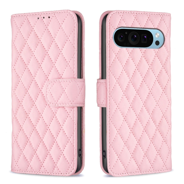Custodia per telefono a conchiglia in pelle con portafoglio Diamond Lattice, For Google Pixel 11 / 11 Pro, For Google Pixel 9 Pro, For Google Pixel 9, For Google Pixel 8a