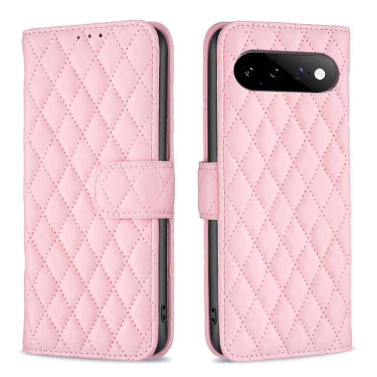 Custodia per telefono a conchiglia in pelle con portafoglio Diamond Lattice, For Google Pixel 11 / 11 Pro, For Google Pixel 9 Pro, For Google Pixel 9, For Google Pixel 8a