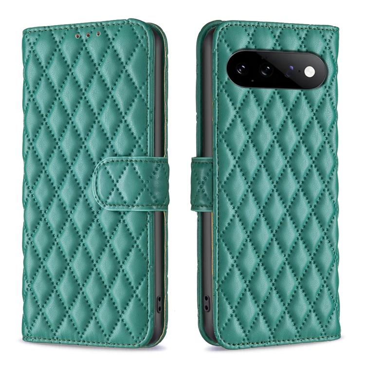 Custodia per telefono a conchiglia in pelle con portafoglio Diamond Lattice, For Google Pixel 11 / 11 Pro, For Google Pixel 9 Pro, For Google Pixel 9, For Google Pixel 8a