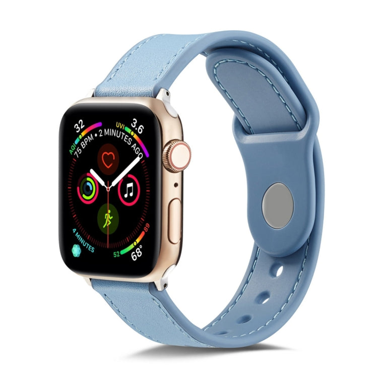 Fibbia singola TPU + cinturino in vera pelle, For Apple Watch Series 7 41mm / 6 & SE & 5 & 4 40mm / 3 & 2 & 1 38mm, For Apple Watch Series 7 45mm / 6 & SE & 5 & 4 44mm / 3 & 2 & 1 42mm                                                                    ...