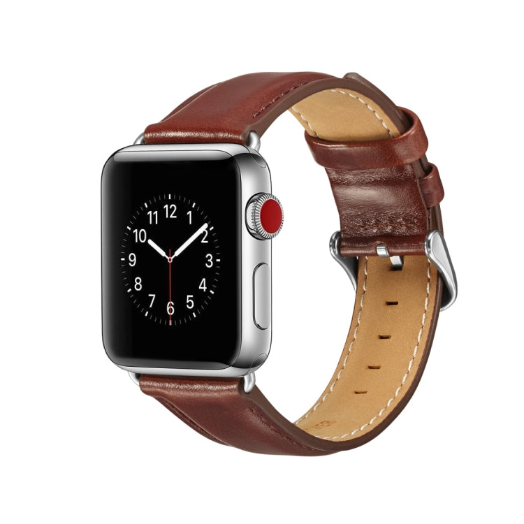 Cinturino in pelle pieno fiore Texture Crazy Horse, For Apple Watch Series 7 41mm / 6 & SE & 5 & 4 40mm / 3 & 2 & 1 38mm, For Apple Watch Series 7 45mm / 6 & SE & 5 & 4 44mm / 3 & 2 & 1 42mm