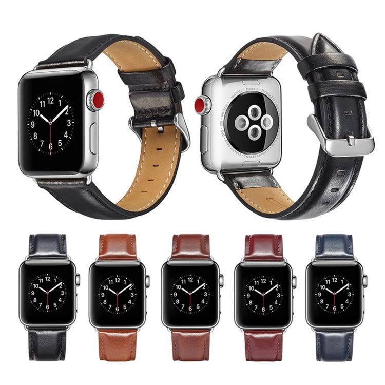 Cinturino in pelle pieno fiore Texture Crazy Horse, For Apple Watch Series 7 41mm / 6 & SE & 5 & 4 40mm / 3 & 2 & 1 38mm, For Apple Watch Series 7 45mm / 6 & SE & 5 & 4 44mm / 3 & 2 & 1 42mm