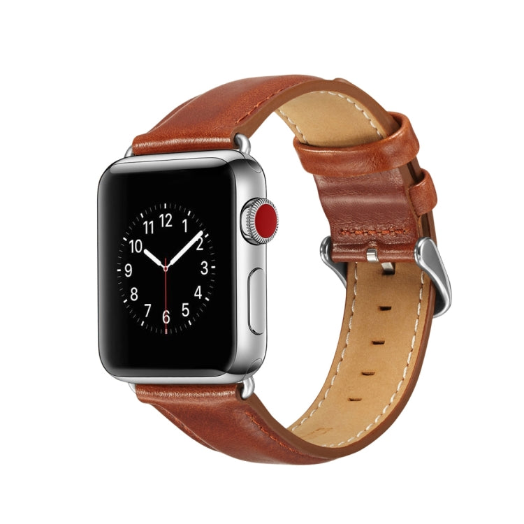 Cinturino in pelle pieno fiore Texture Crazy Horse, For Apple Watch Series 7 41mm / 6 & SE & 5 & 4 40mm / 3 & 2 & 1 38mm, For Apple Watch Series 7 45mm / 6 & SE & 5 & 4 44mm / 3 & 2 & 1 42mm