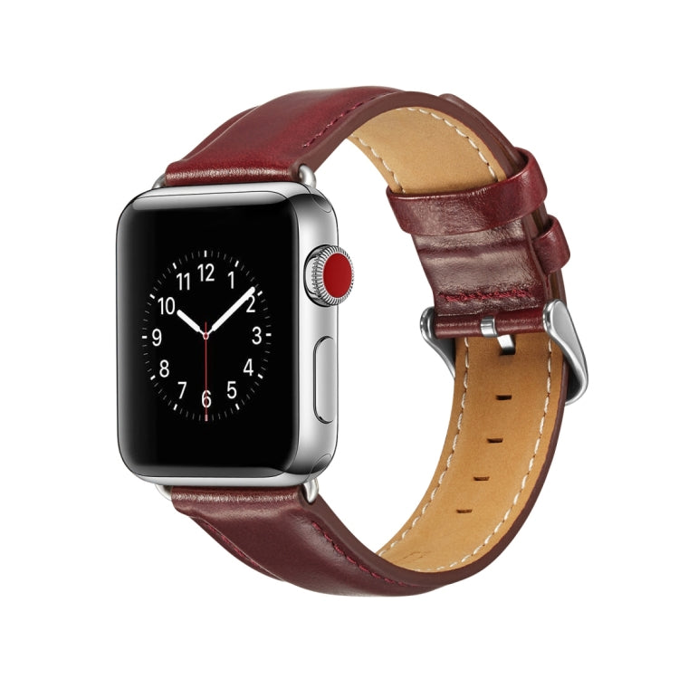 Cinturino in pelle pieno fiore Texture Crazy Horse, For Apple Watch Series 7 41mm / 6 & SE & 5 & 4 40mm / 3 & 2 & 1 38mm, For Apple Watch Series 7 45mm / 6 & SE & 5 & 4 44mm / 3 & 2 & 1 42mm