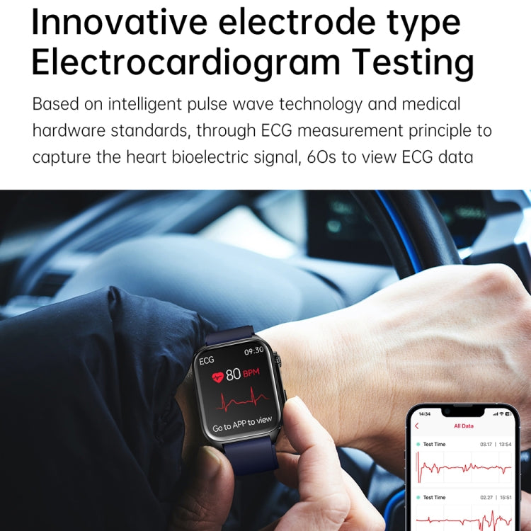 TK12 1,96 pollici IP67 Orologio intelligente con cinturino in silicone impermeabile Supporta ECG / Assistenza remota alle famiglie / Chiamata Bluetooth / Monitoraggio della temperatura corporea, Silicone Band (Blue), Silicone Band (Black)              ...