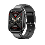 TK12 1,96 pollici IP67 Orologio intelligente con cinturino in pelle impermeabile Supporta ECG / Assistenza remota alle famiglie / Chiamata Bluetooth / Monitoraggio della temperatura corporea, Leather Band (Brown), Leather Band (Black)