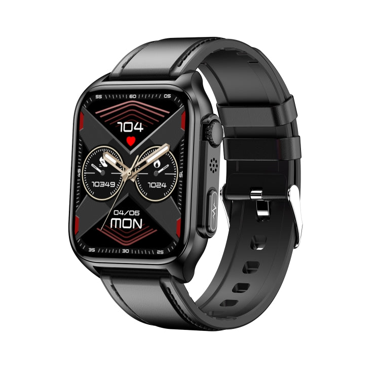 TK12 1,96 pollici IP67 Orologio intelligente con cinturino in pelle impermeabile Supporta ECG / Assistenza remota alle famiglie / Chiamata Bluetooth / Monitoraggio della temperatura corporea, Leather Band (Brown), Leather Band (Black)