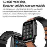 TK12 1,96 pollici IP67 Orologio intelligente con cinturino in pelle impermeabile Supporta ECG / Assistenza remota alle famiglie / Chiamata Bluetooth / Monitoraggio della temperatura corporea, Leather Band (Brown), Leather Band (Black)
