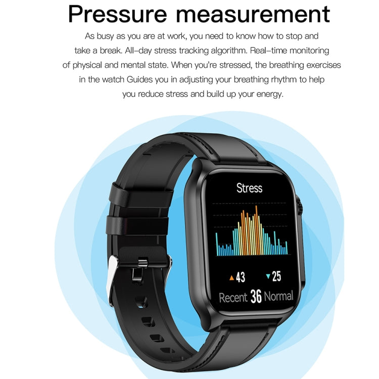TK12 1,96 pollici IP67 Orologio intelligente con cinturino in pelle impermeabile Supporta ECG / Assistenza remota alle famiglie / Chiamata Bluetooth / Monitoraggio della temperatura corporea, Leather Band (Brown), Leather Band (Black)