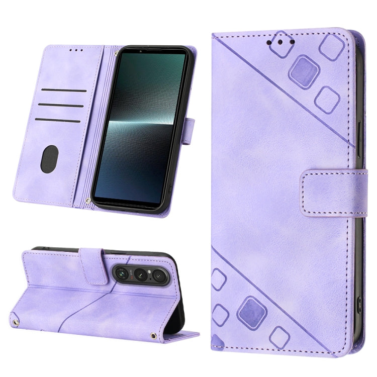 Custodia per telefono in pelle goffrata effetto pelle, For Sony Xperia 5 V, For Sony Xperia 1 V, For Sony Xperia 10 V, For Sony Xperia 10 IV