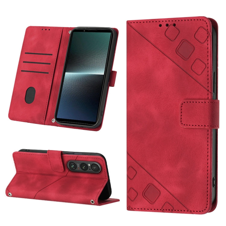 Custodia per telefono in pelle goffrata effetto pelle, For Sony Xperia 5 V, For Sony Xperia 1 V, For Sony Xperia 10 V, For Sony Xperia 10 IV